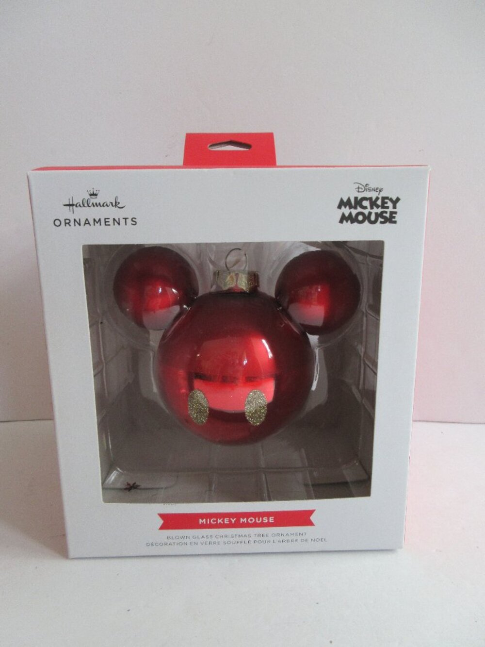 Hallmark Disney Mickey Mouse Iconic Ears Blown Glass Christmas Ornament NIB